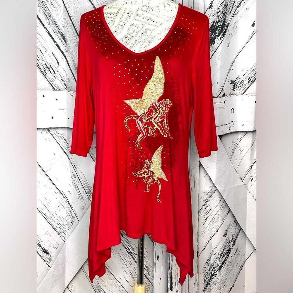 Antthony Studio Red Flying Monkeys Tunic Top XL Wizard of Oz.